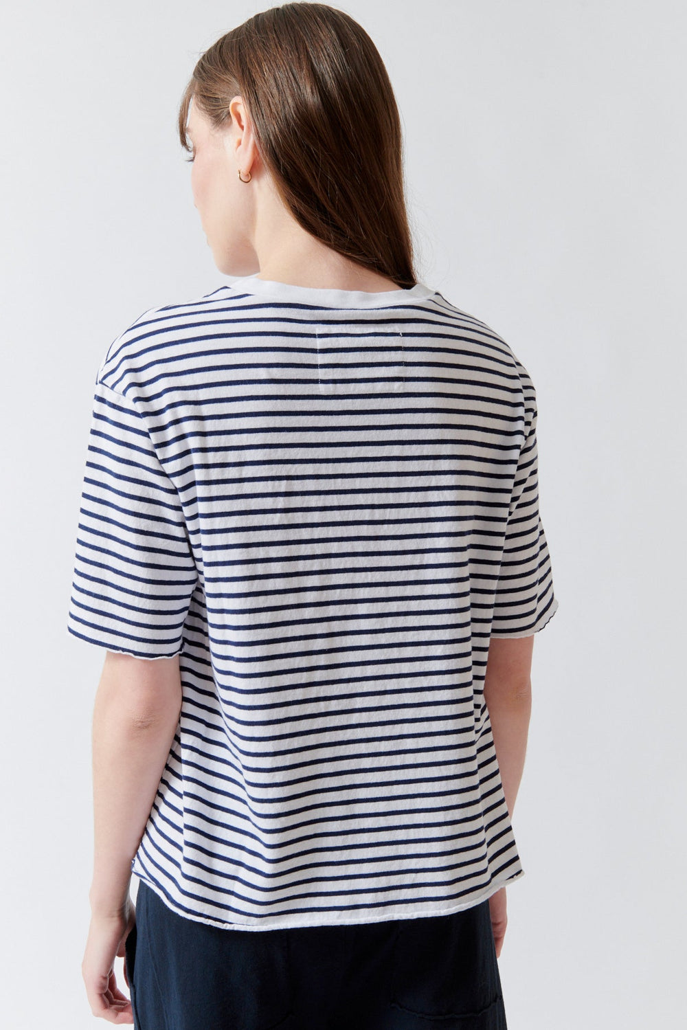 Angela wearing Frank & Eileen Perry SS Crew Tee rear view