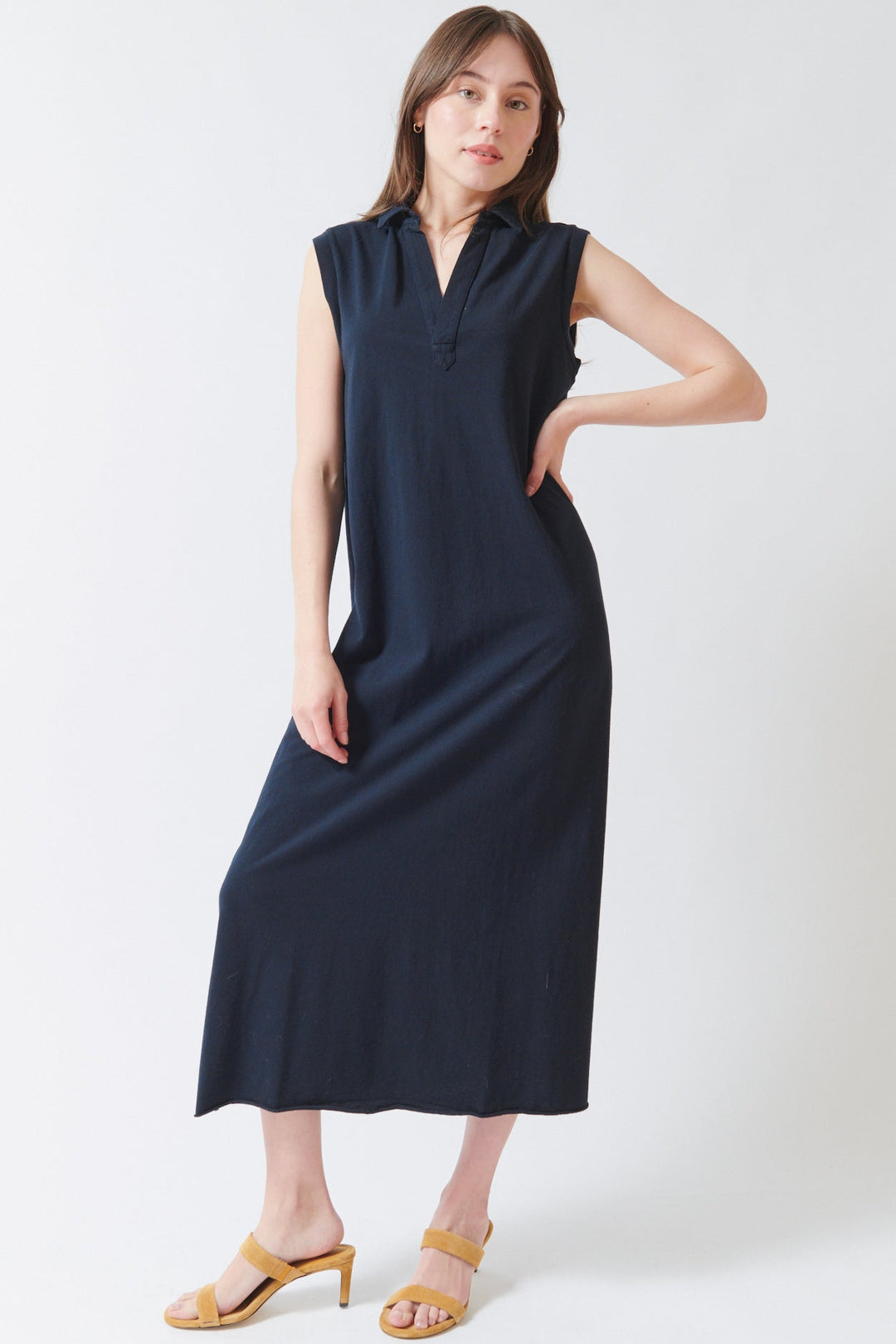 Angela wearing Frank & Eileen Lily Sleeveless Polo Dress front view