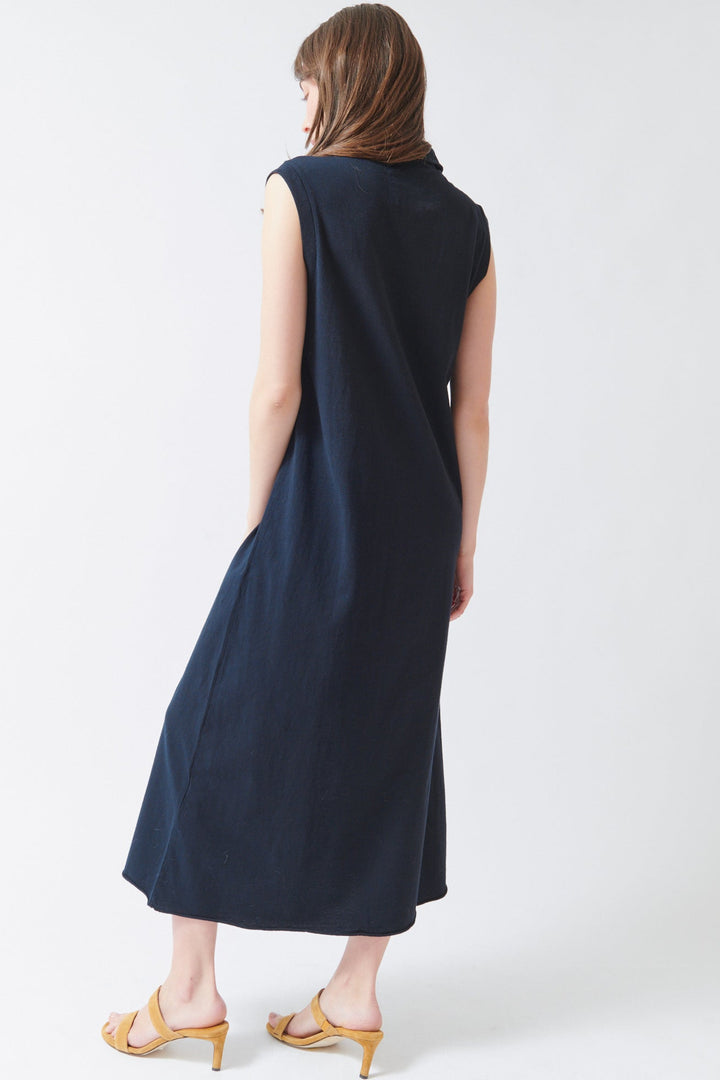 Angela wearing Frank & Eileen Lily Sleeveless Polo Dress rear view
