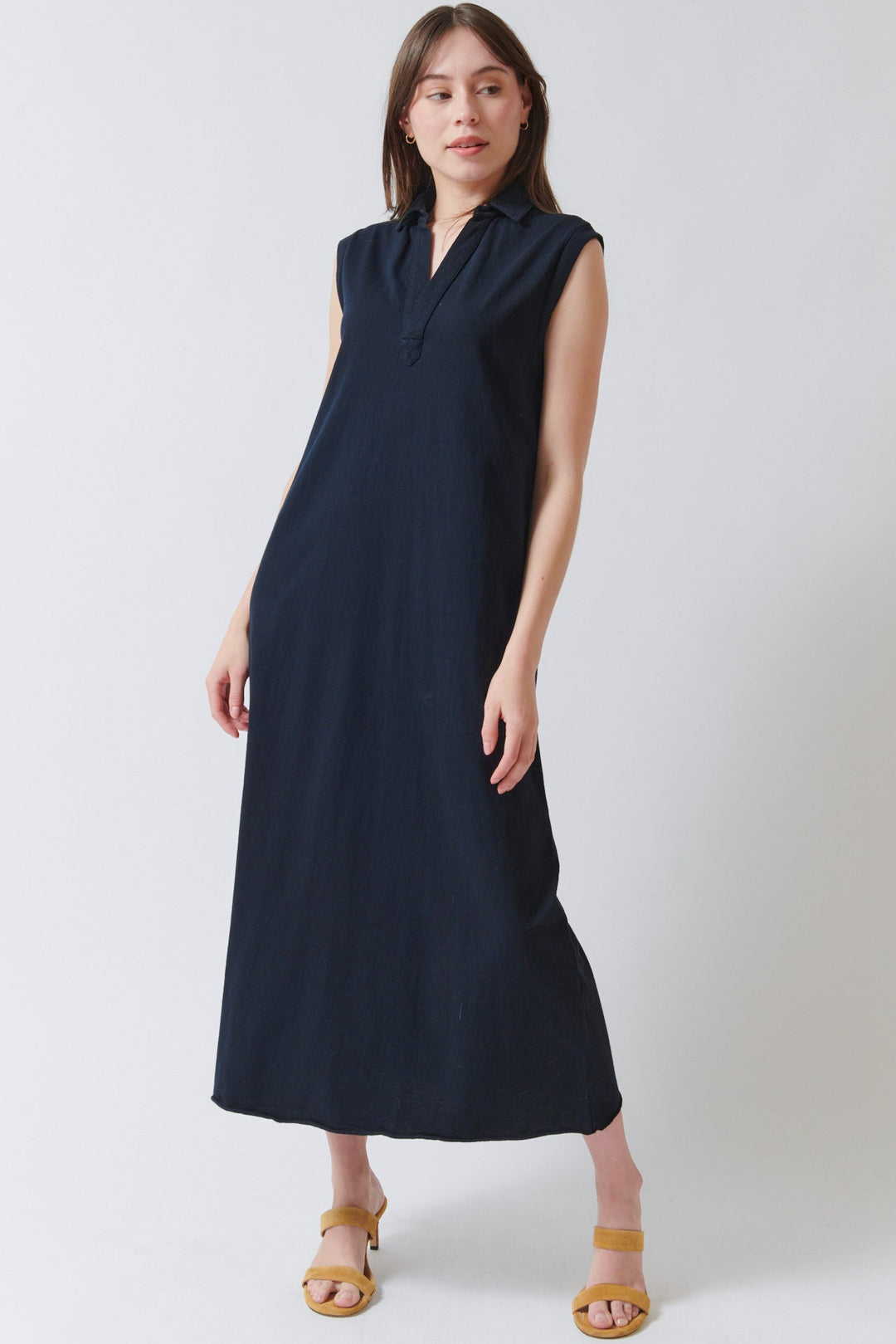 Angela wearing Frank & Eileen Lily Sleeveless Polo Dress front view