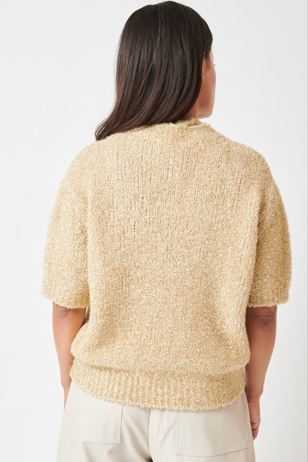 Model wearing Floor Blair Sweater rear view