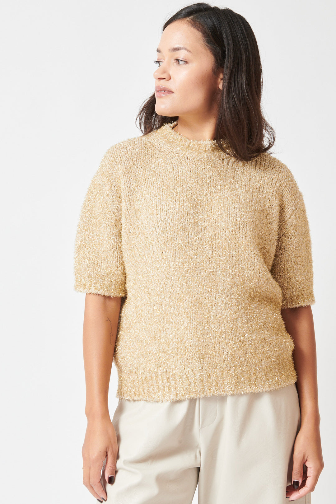 Model wearing Floor Blair Sweater front view