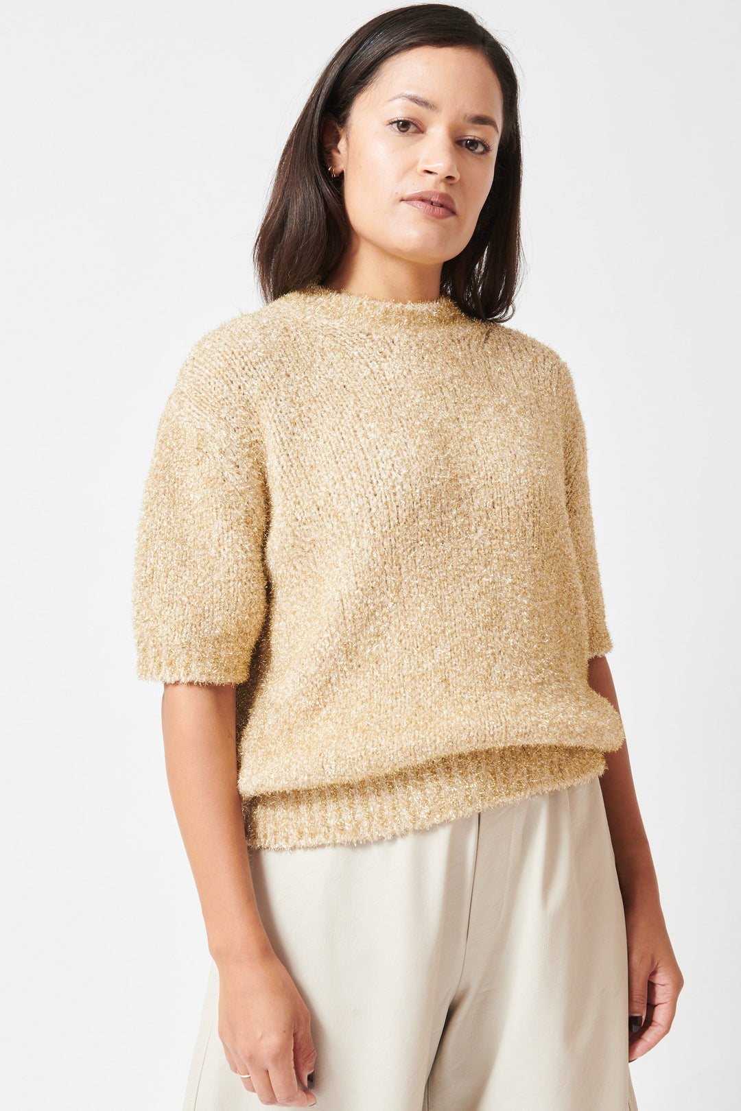Model wearing Floor Blair Sweater front view