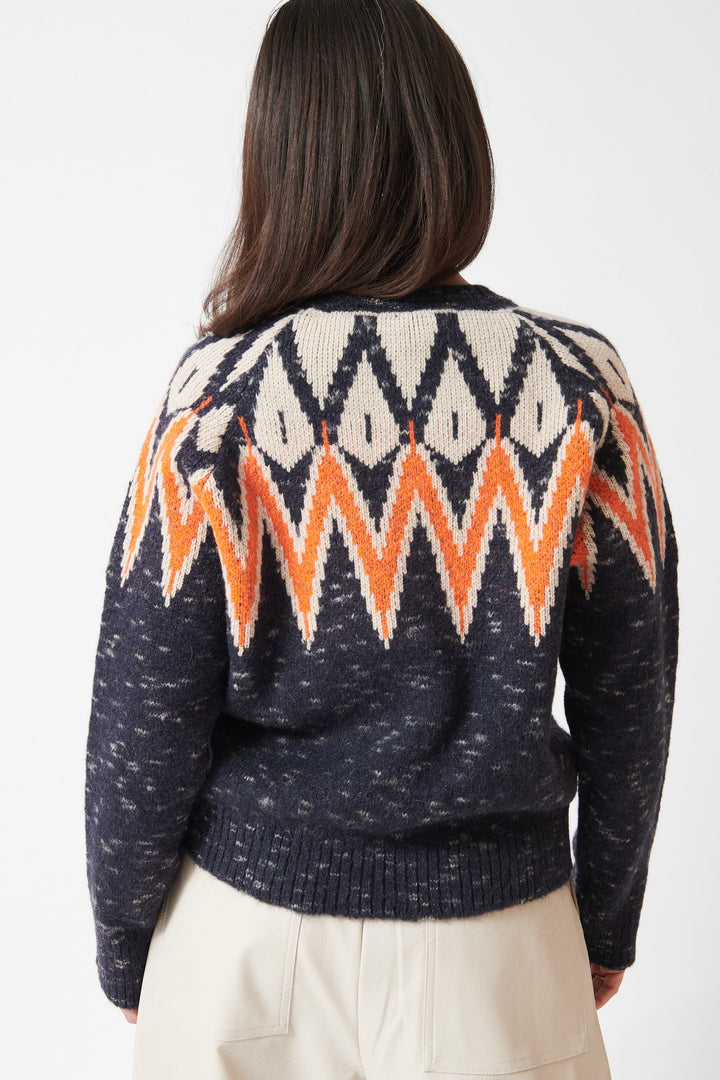 Model wearing Floor Jo Sweater rear view