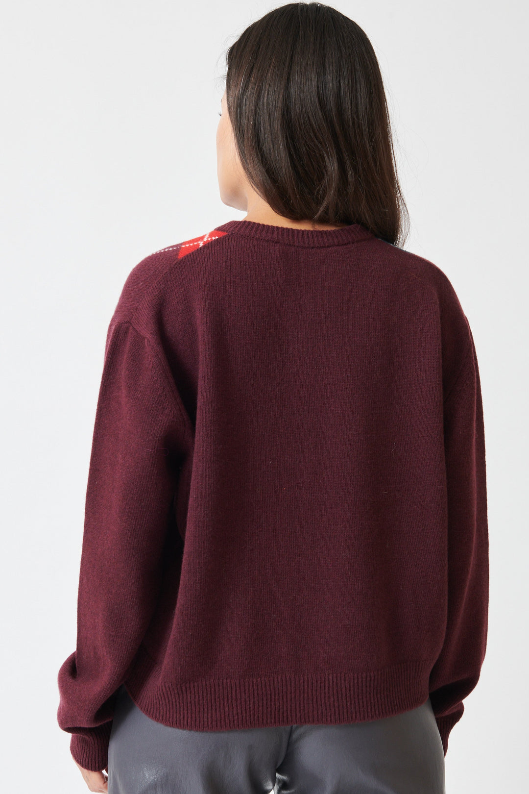 Amanda wearing Floor Natalie Cardigan rear view