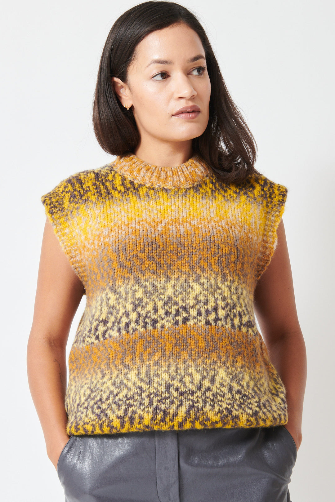 Model wearing Floor Tootie Vest front view