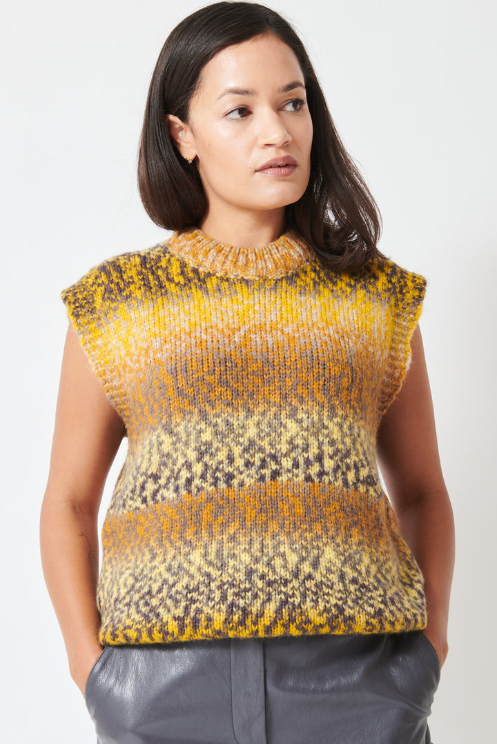 Model wearing Floor Tootie Vest front view