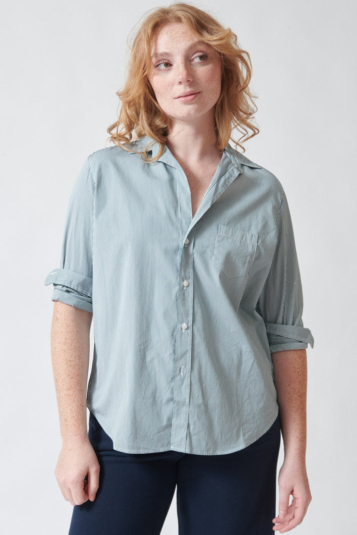 Waverly wearing Frank & Eileen Eileen Relaxed Button Up Shirt front view