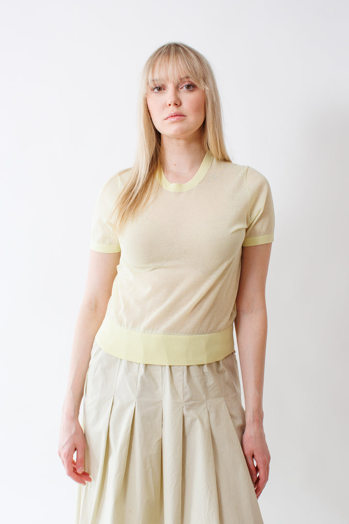 Bailey wearing Soeur Dua Sheer Top front view
