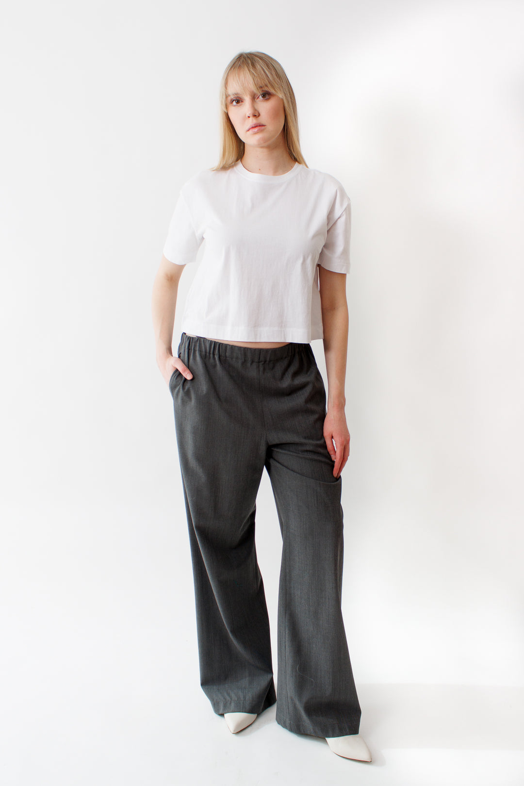 Bailey wearing TWP Jillian Sweatpant Medium front view
