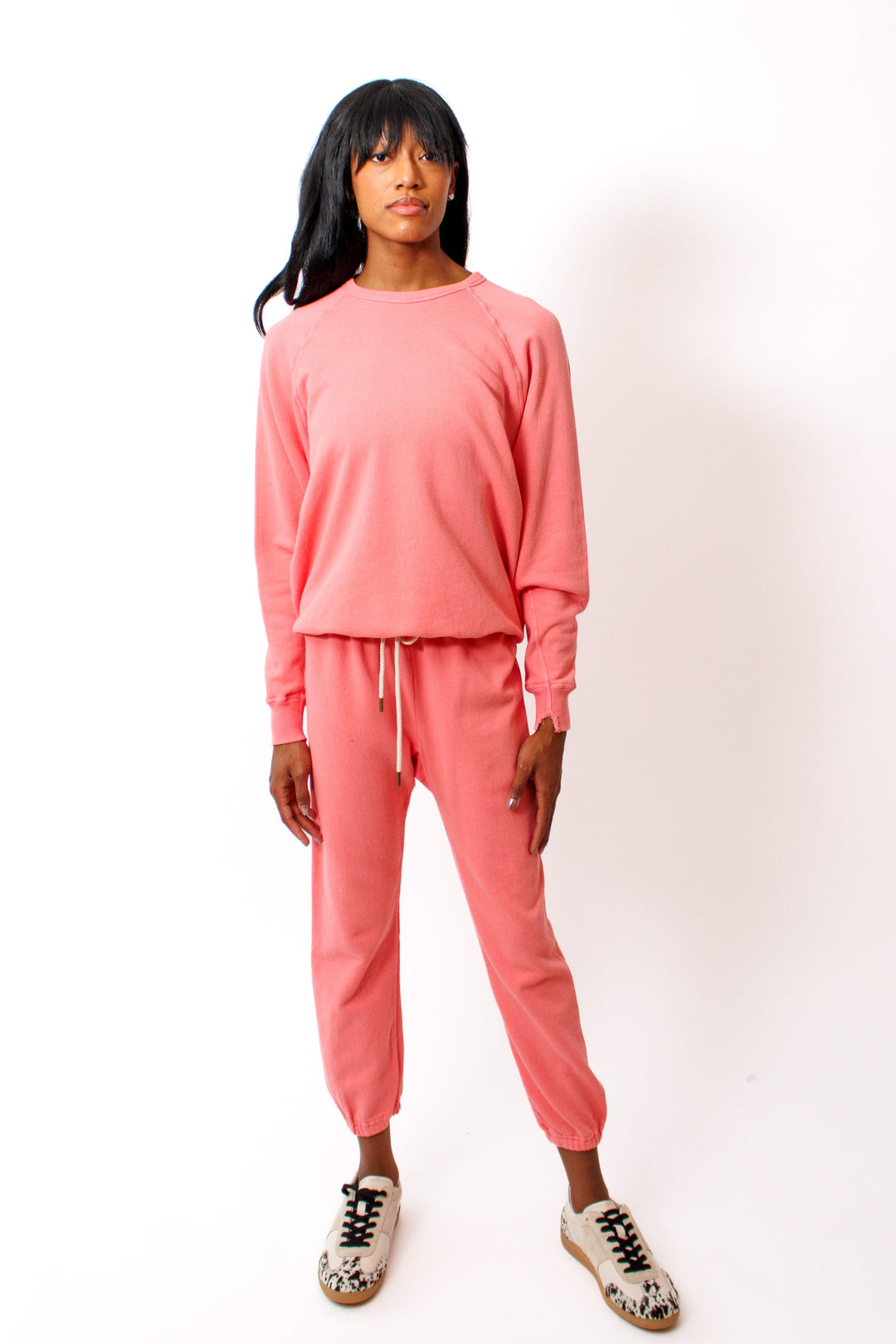 Ja'mes wearing The Great The Stadium Sweatpant Confetti front view