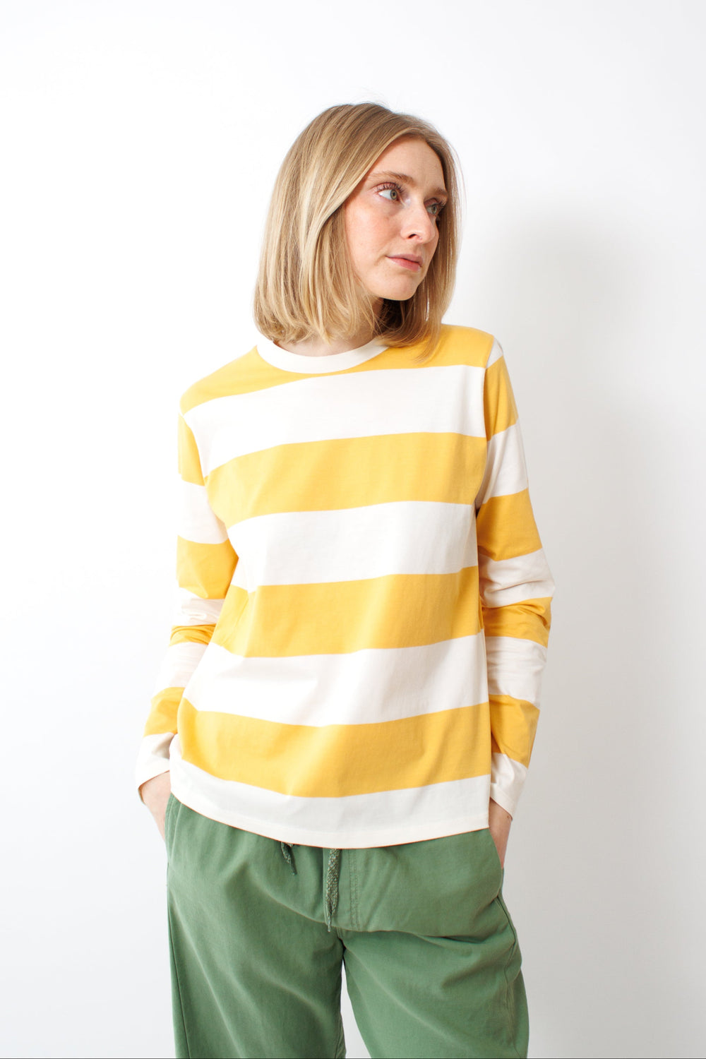 Madi wearing Clare V. Long Sleeve Tee front view