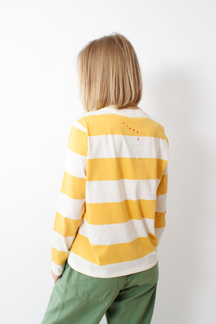 Madi wearing Clare V. Long Sleeve Tee rear view