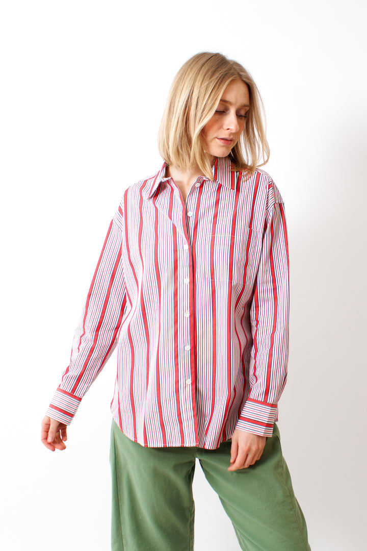 Madi wearing Clare V. Emiliette Shirt front view