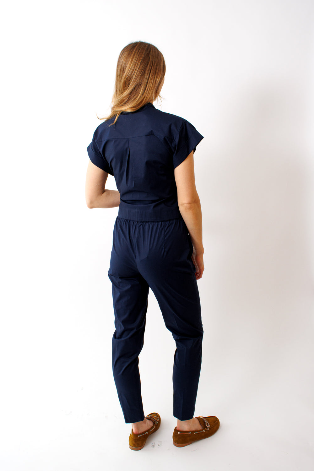 Mari wearing Rosso 35 Cotton Pull On Pant rear view