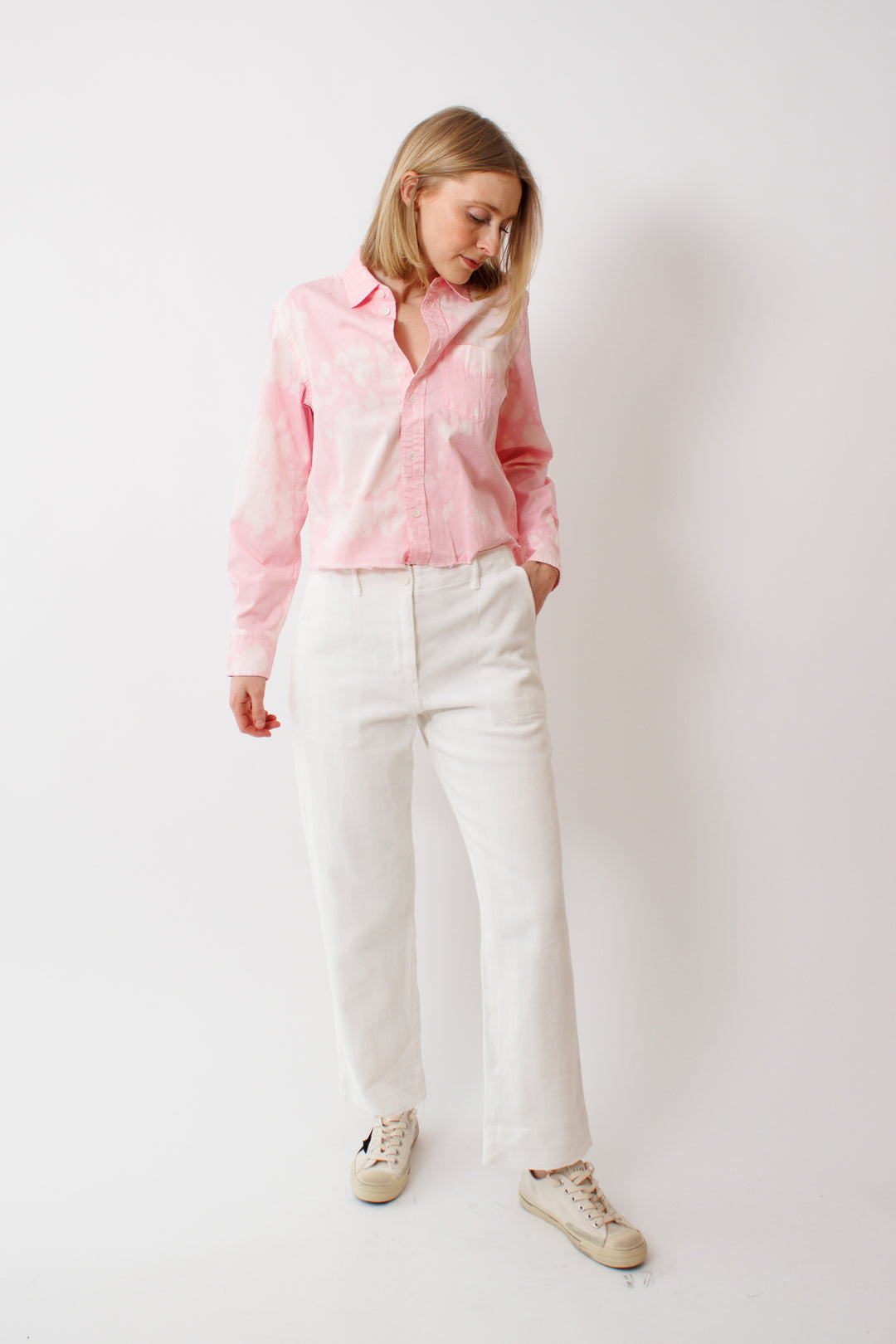 Madi wearing Raquel Allegra Maison Pant front view