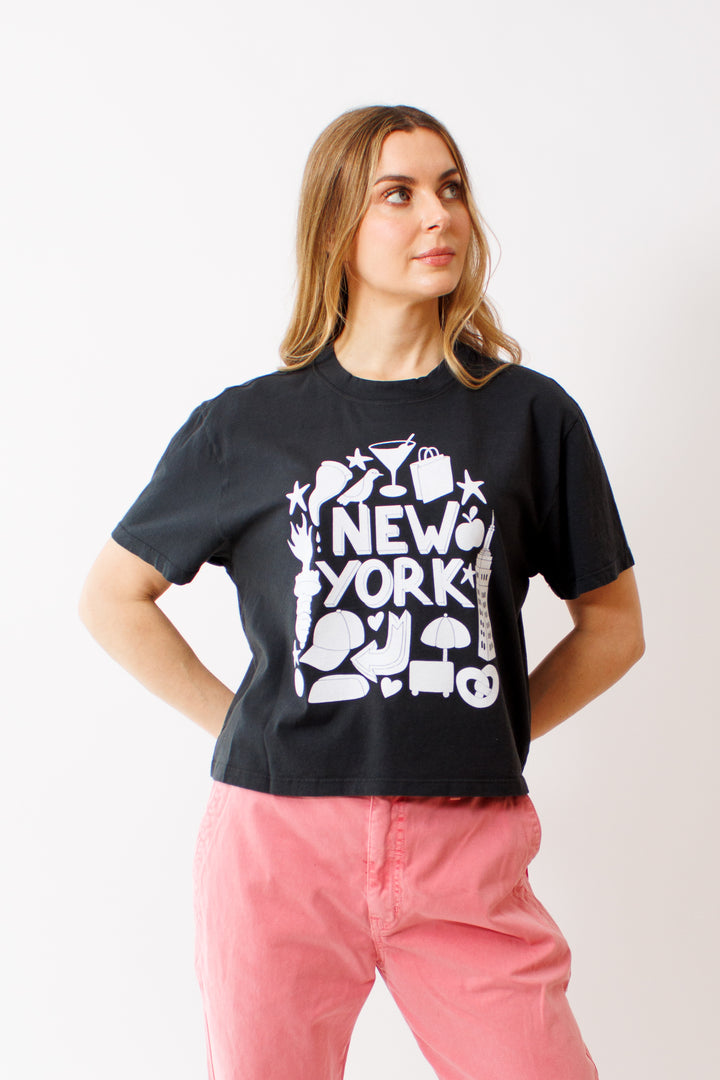 Mari wearing ASKK NY Shrunken Boy Tee front view