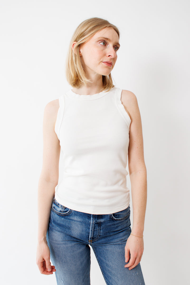 Madi wearing ASKK NY Rib Tank front view