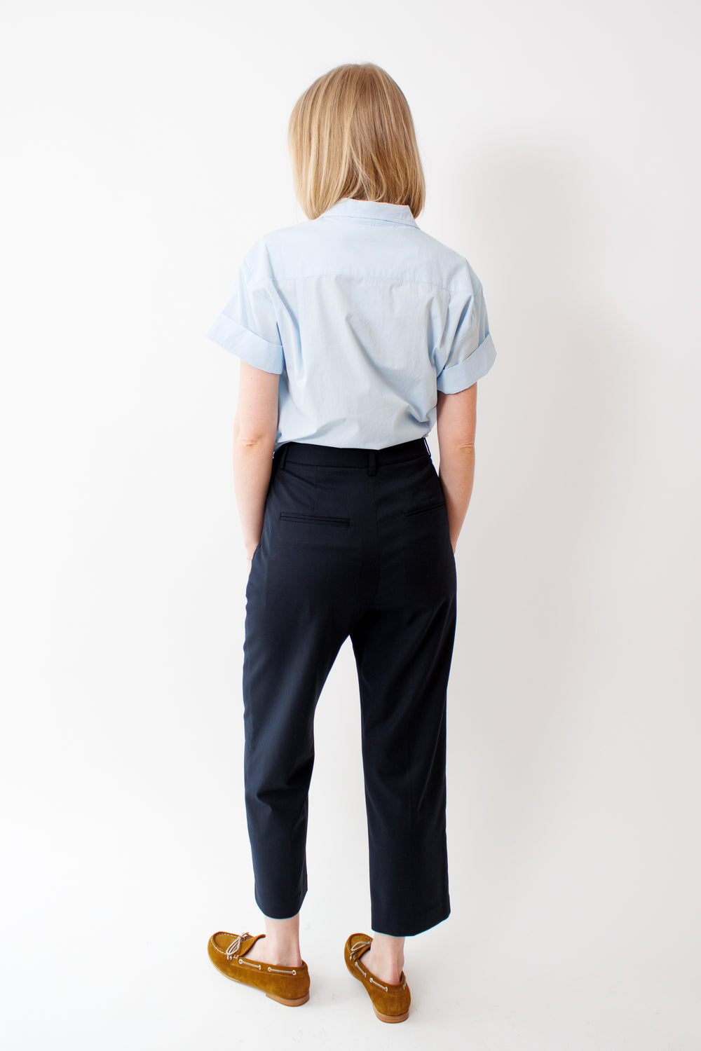 Madi wearing Jamie Haller The Waist Tape Trouser rear view