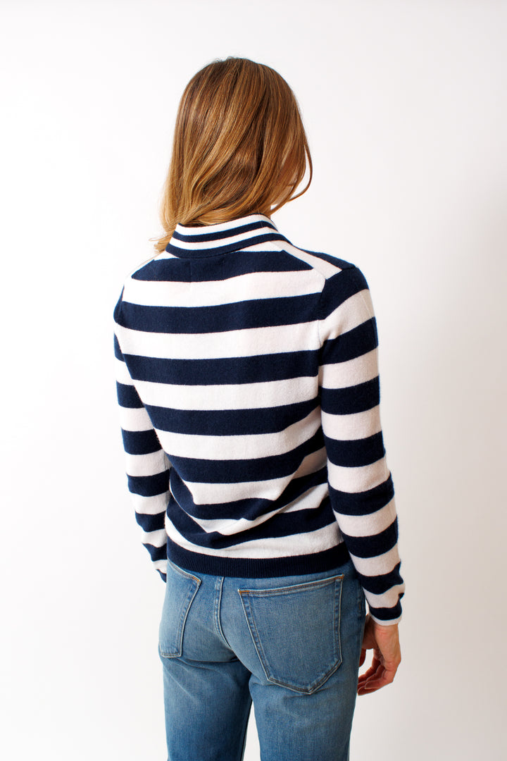 Mari wearing Jumper 1234 Mixed Stripe Polo rear view 