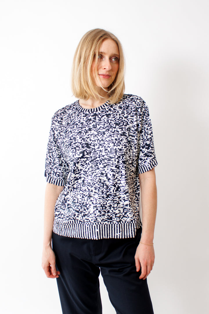 Madi wearing Mantu Cotton Tee w/ Sequins front view