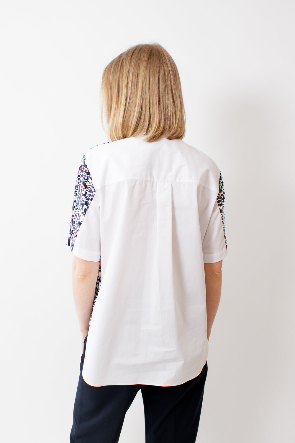 Madi wearing Mantu Cotton Tee w/ Sequins rear view