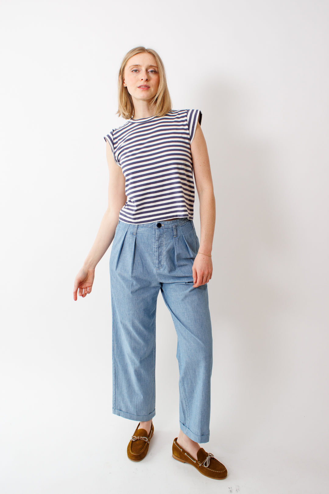 Madi wearing The Great The Tour Trouser front view 