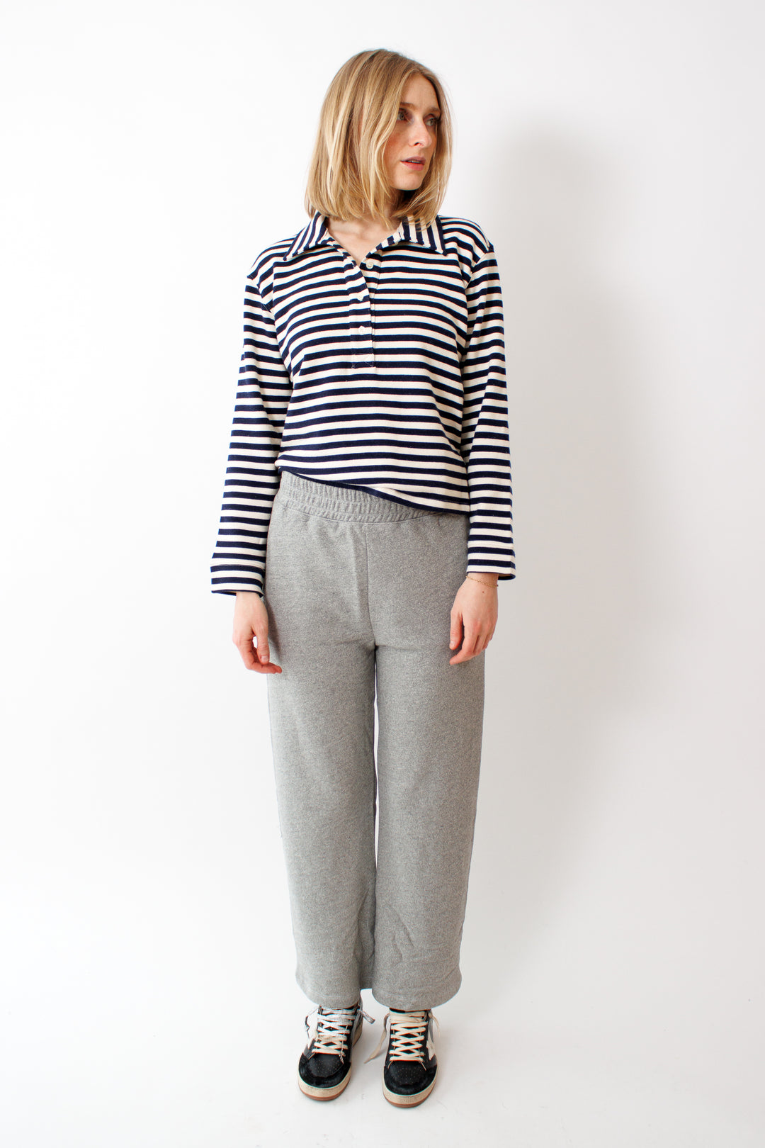 Madi wearing The Great The Victory Sweatpant front view
