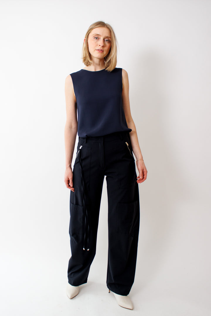 Madi wearing Seventy Bistretch Super 100 Fresh Wool Trousers front view 