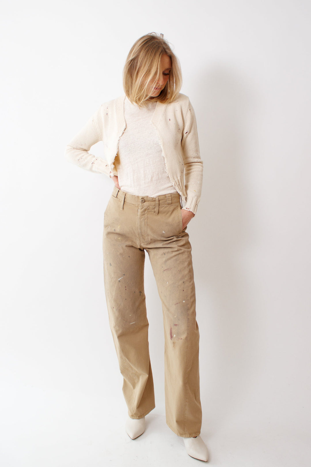 Madi wearing MM6 Maison Margiela Painters Pant front view