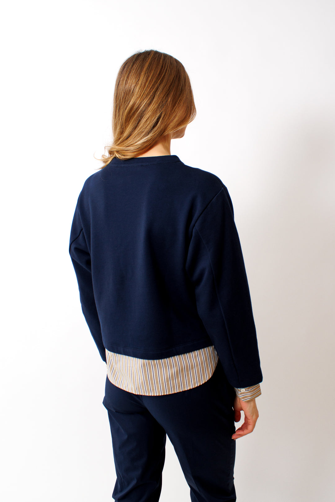 Mari wearing Rosso 35 Sweatshirt front rear 