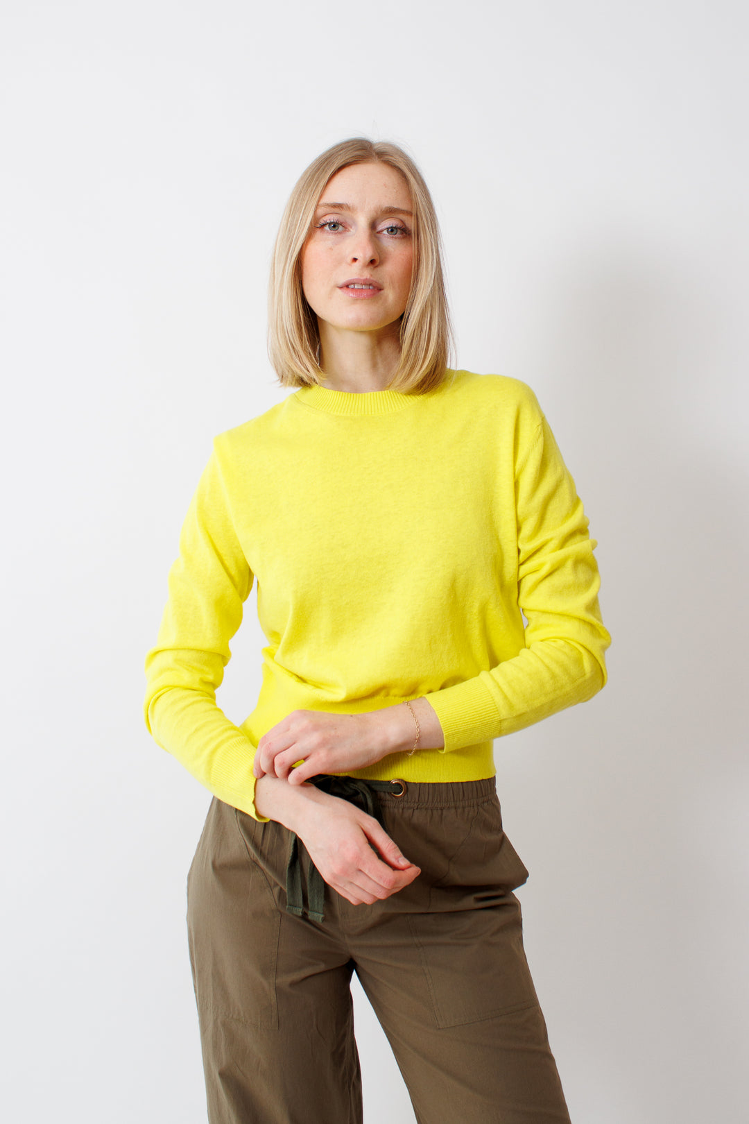 Madi wearing Lilla P Everyday Crewneck Sweater front view