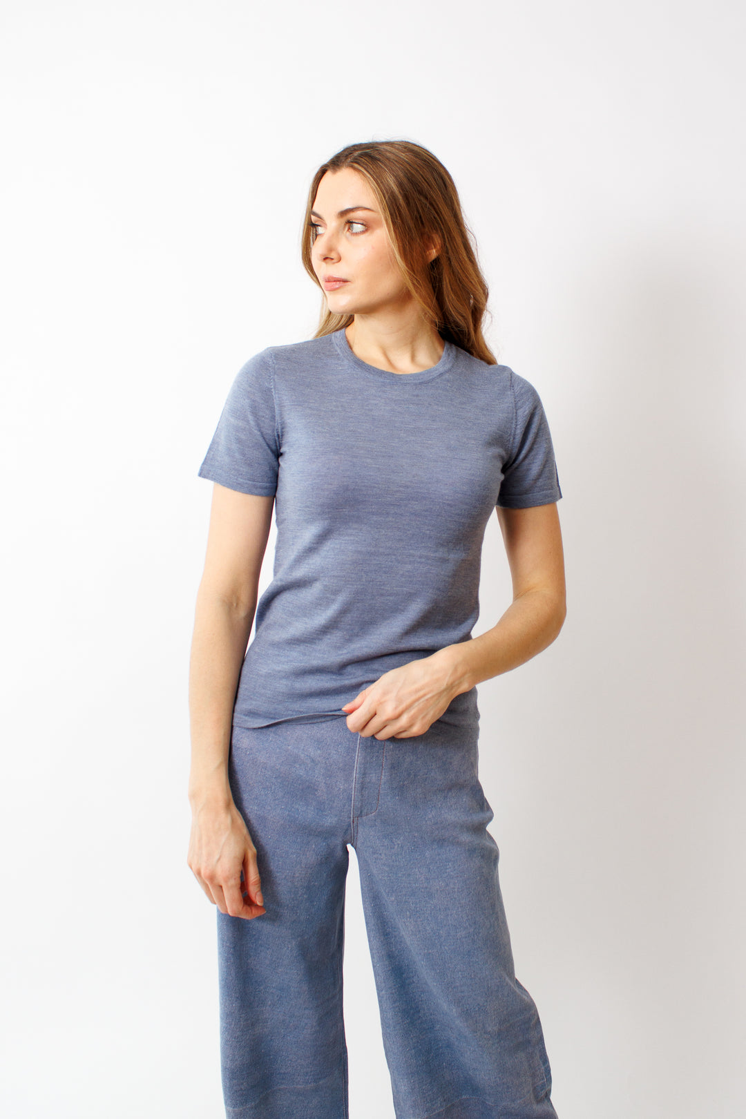 Mari wearing SPRWMN Relaxed T Shirt front view