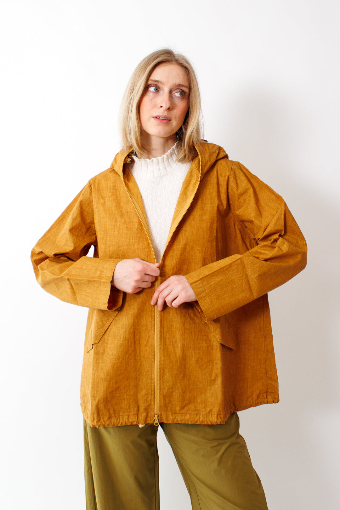 Madi wearing Labo.Art Ada Jacket front view 