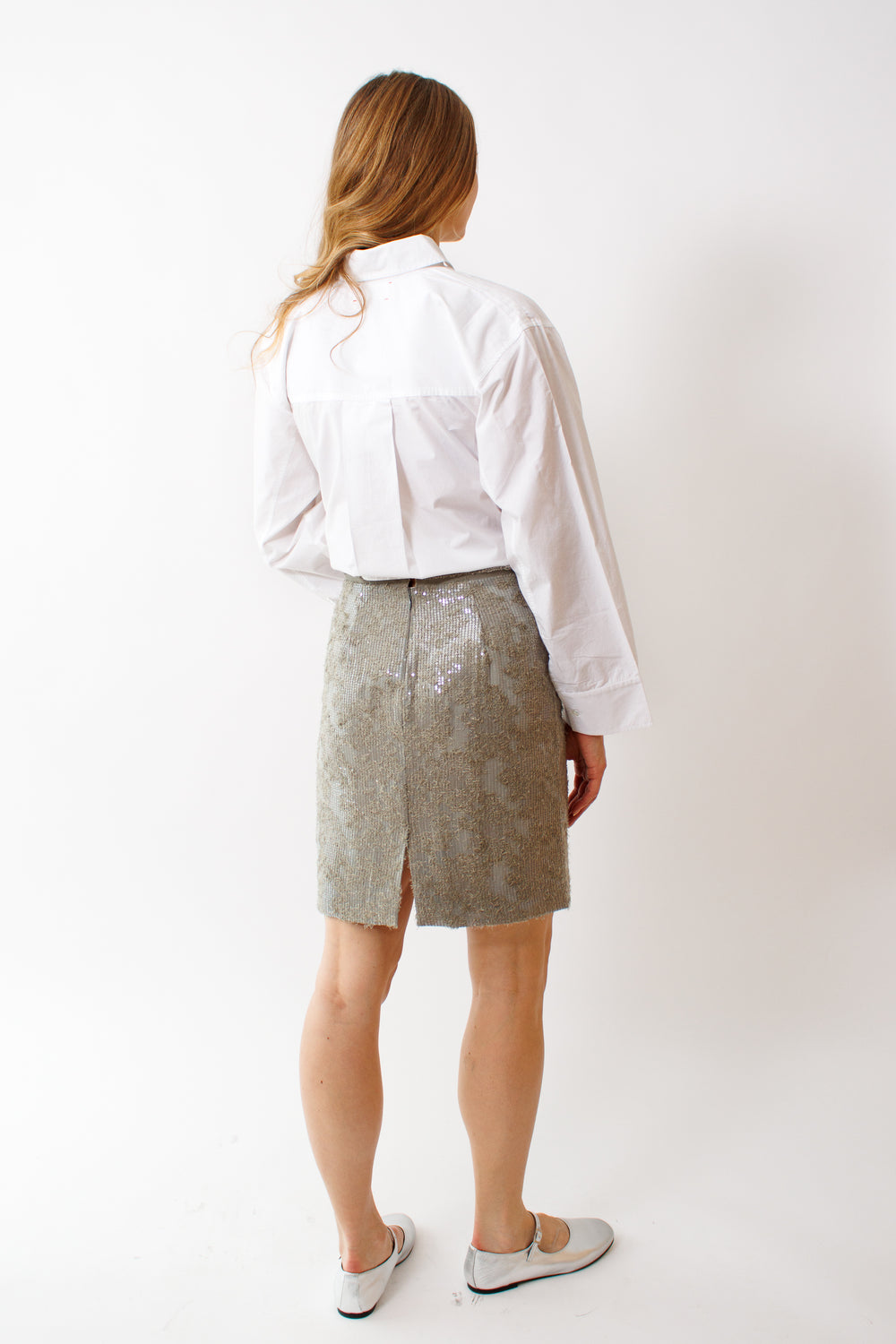 Mari wearing Dorothee Schumacher Sequin Statement Skirt rear view