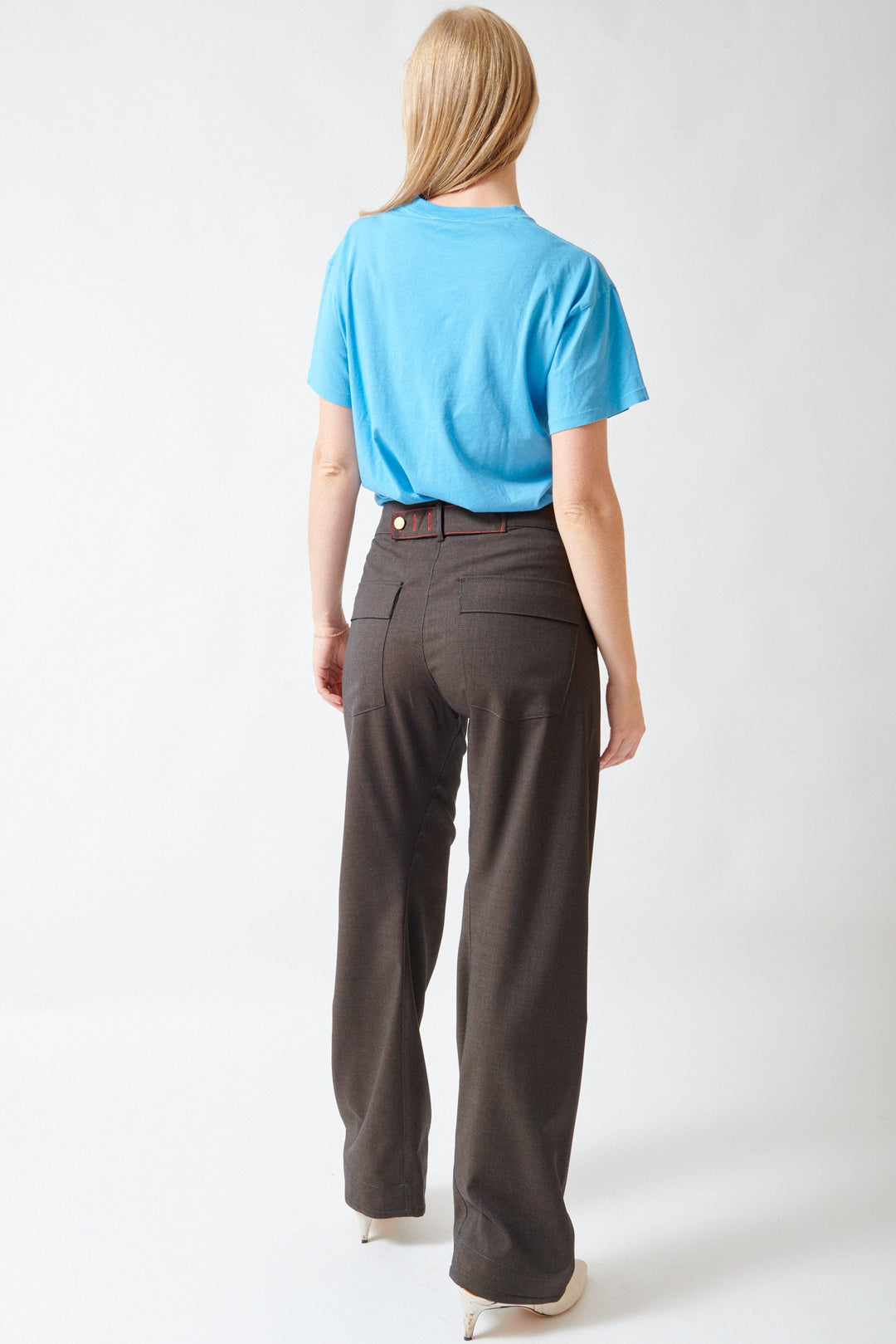 Madi wearing 6397 Twisted Seam Pant rear view