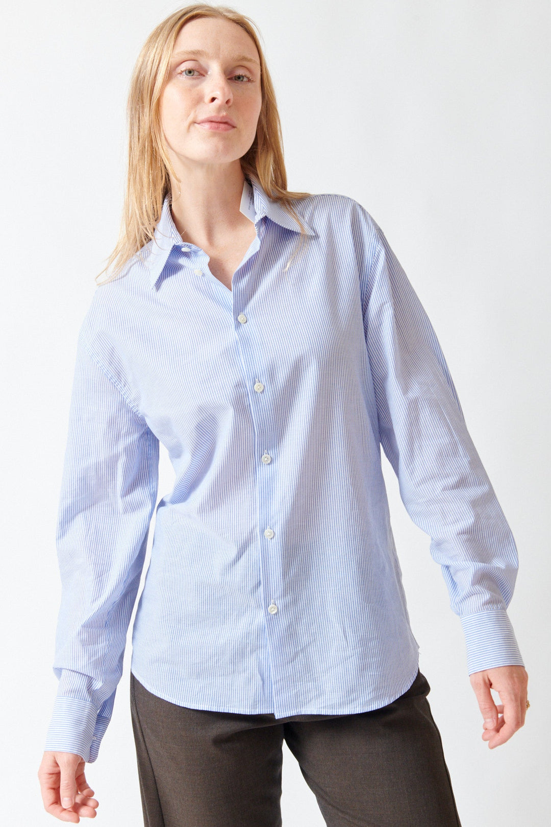 Madi wearing 6397 Dress Shirt front view