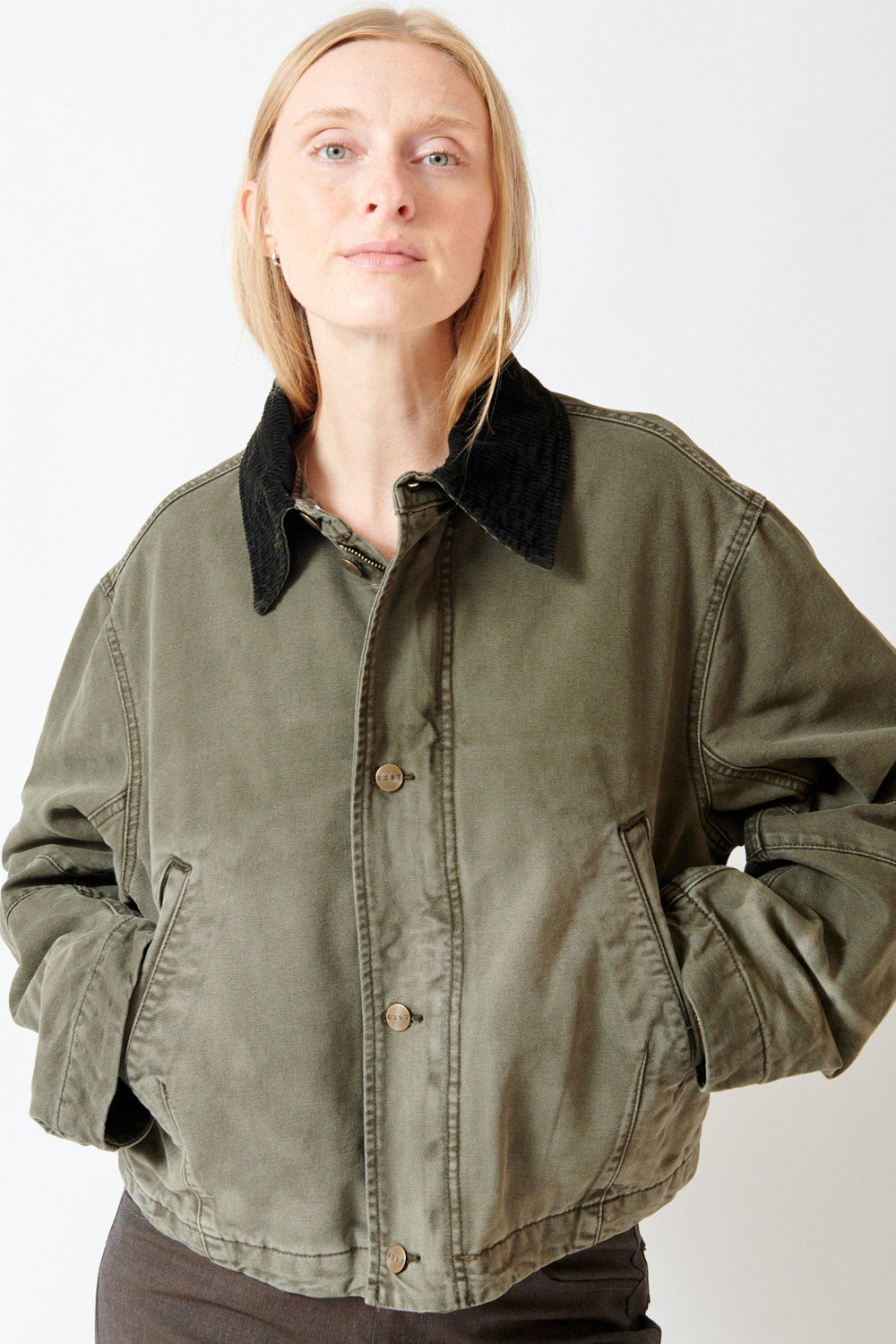 Madi wearing 6397 Flight Jacket front view
