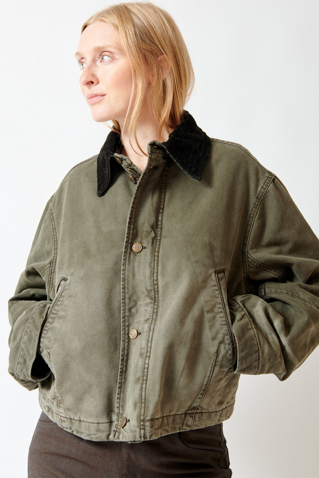 Madi wearing 6397 Flight Jacket front view