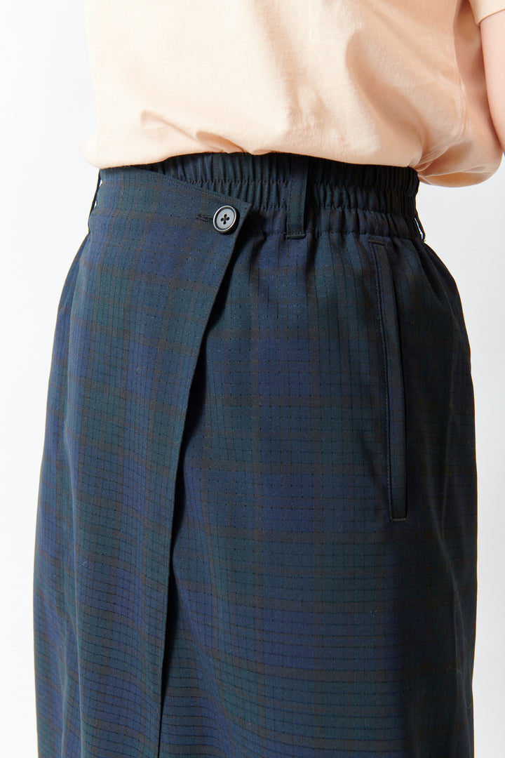 Angela wearing 6397 Wrap Short side/detail view