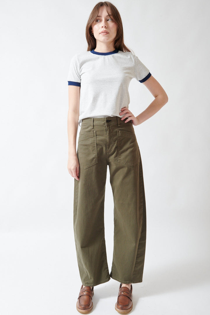 Angela wearing ASKK NY Twisted Barrel Pant front view