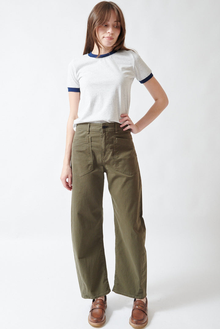 Angela wearing ASKK NY Twisted Barrel Pant front view