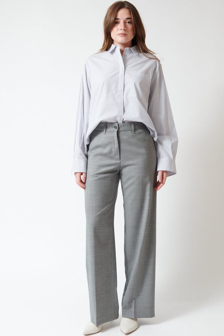 Julia wearing nine:inthe:morning Fiamma Boy Pant Iron front view