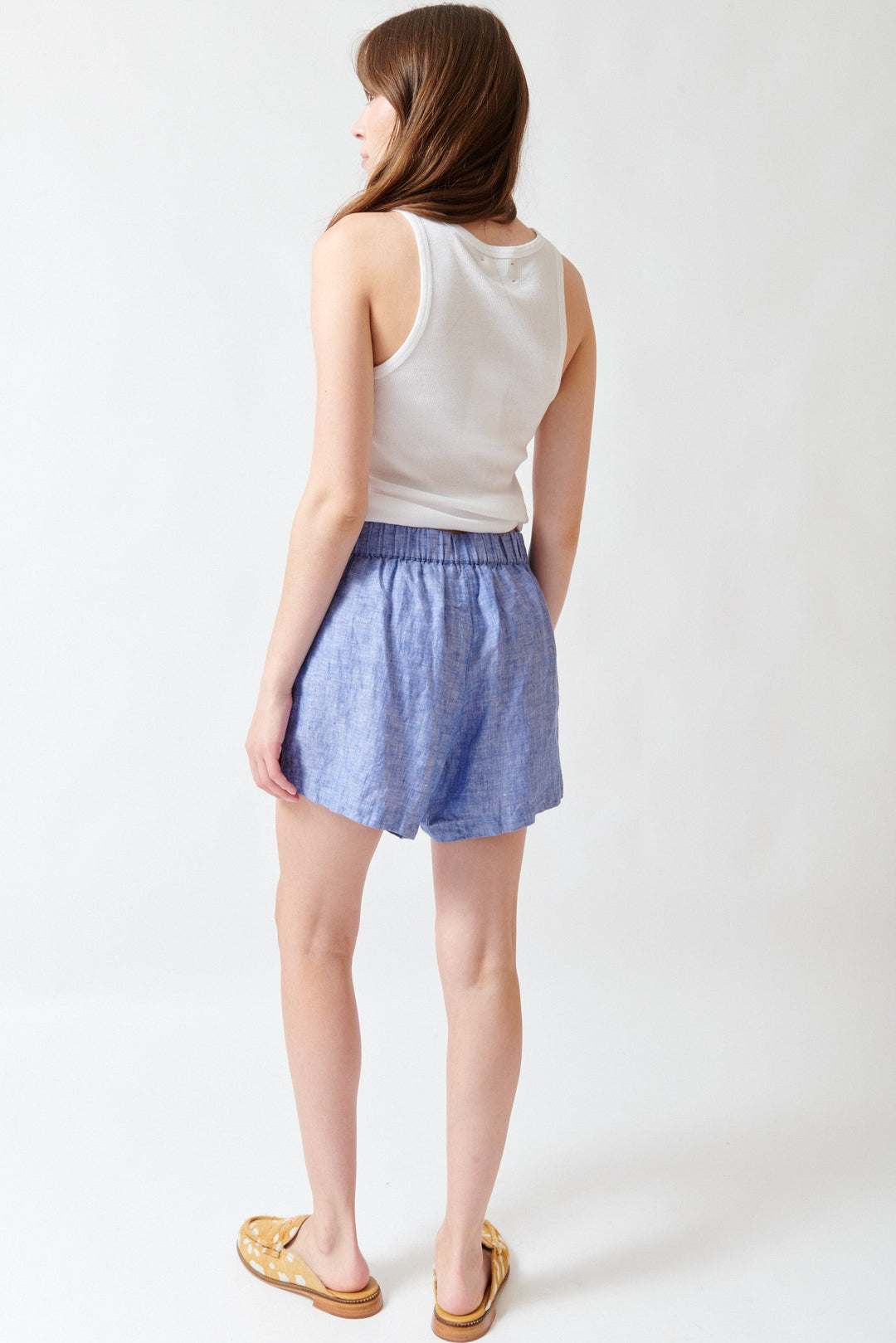Angela wearing Frank & Eileen Mae Pull On Short rear view