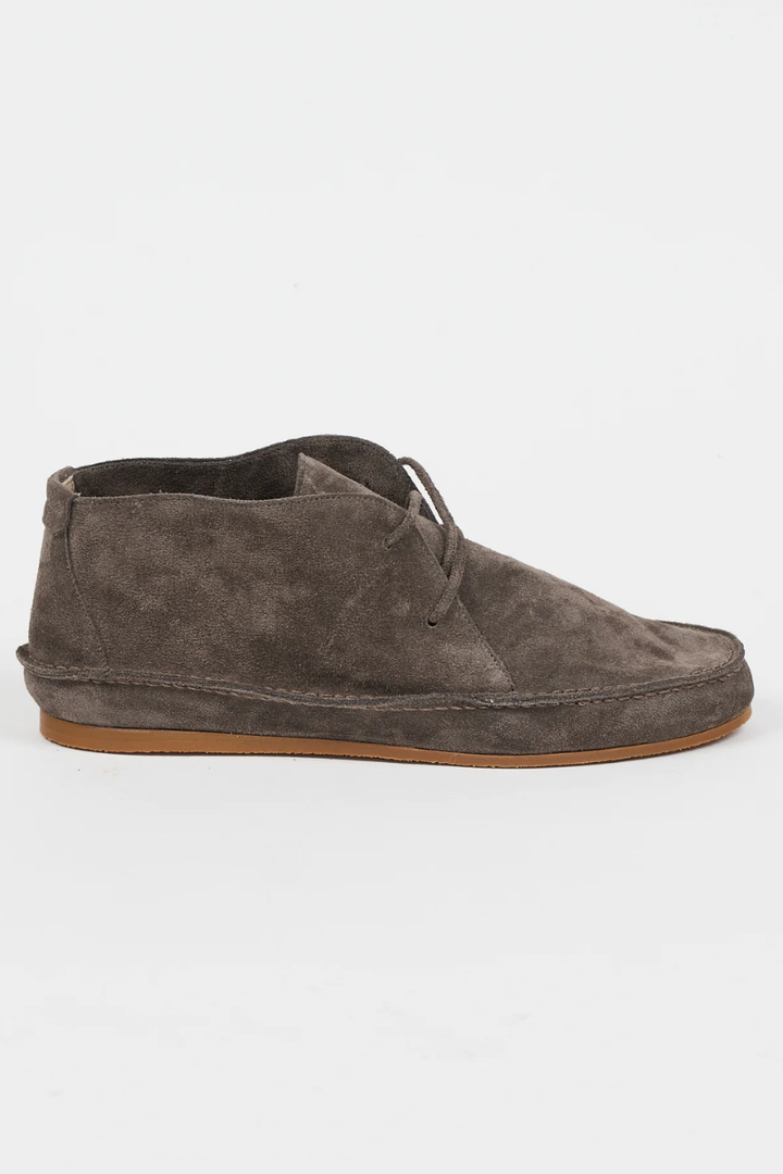 Flat lay of Jamie Haller The Desert Boot Smoke side view