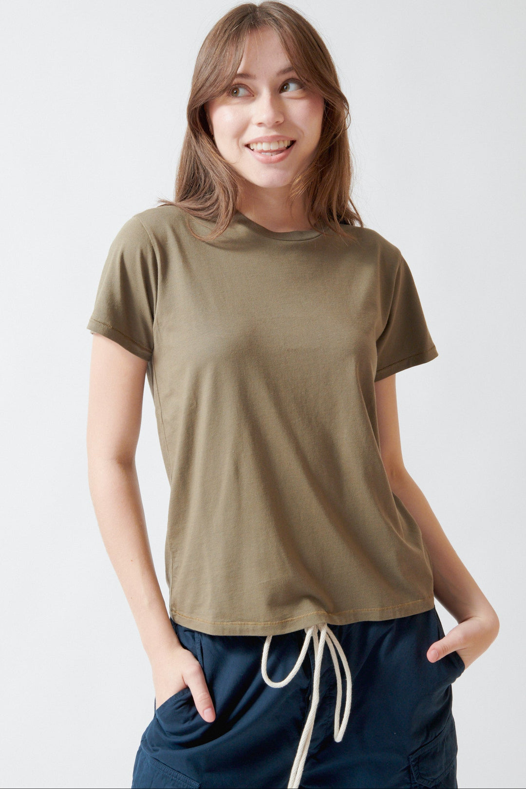 Angela wearing Jamie Haller The Chameleon Tee front view
