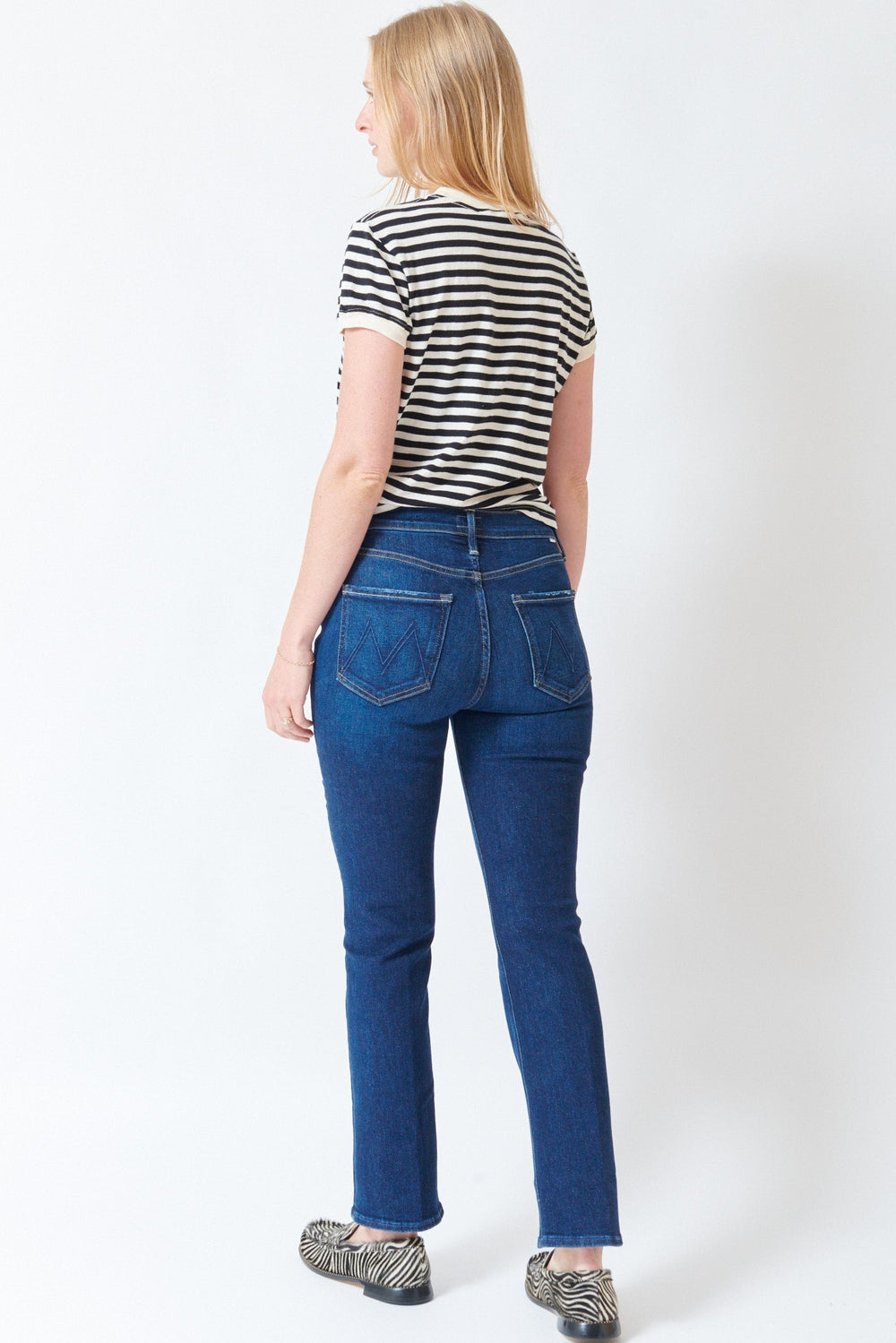 Madi wearing Mother Denim The Tripper Flood rear view