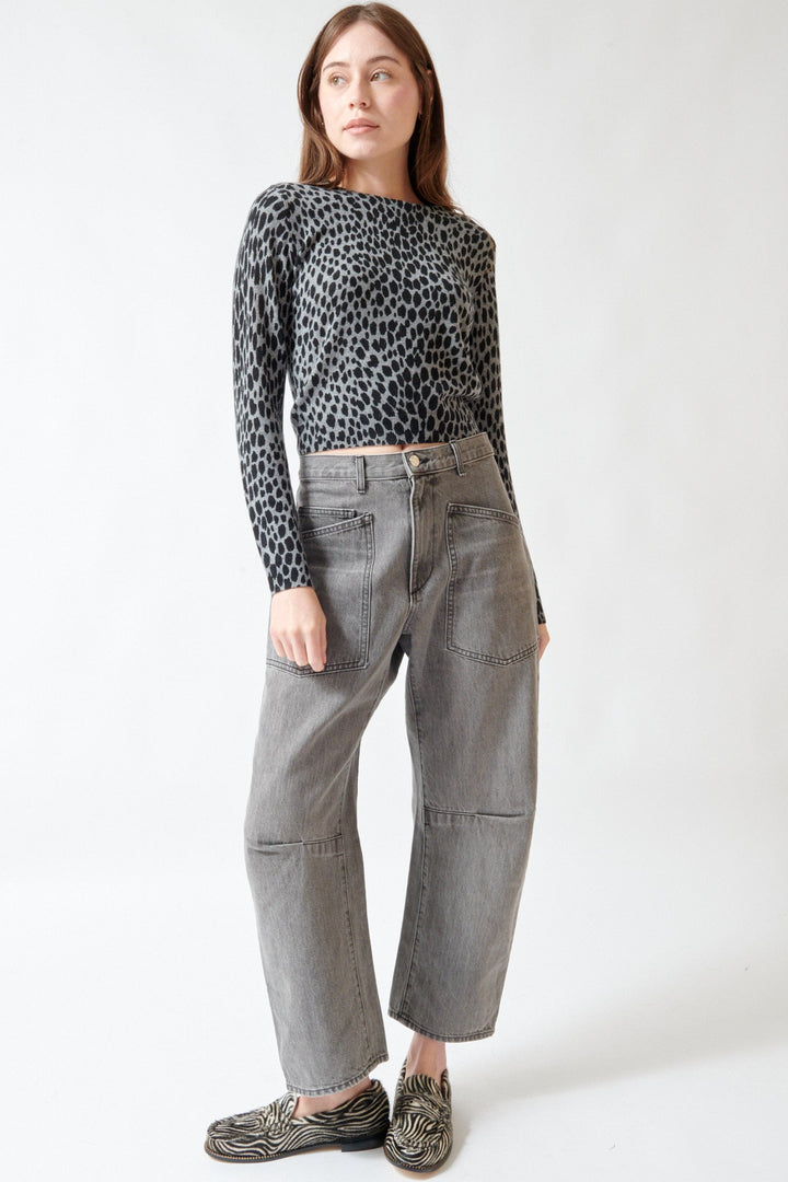 Angela wearing Nili Lotan Shon Jean front view