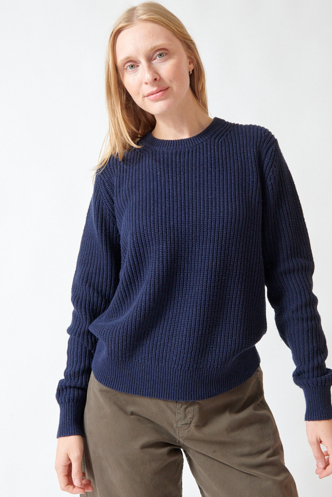 Madi wearing Nili Lotan Tarik Sweater front view