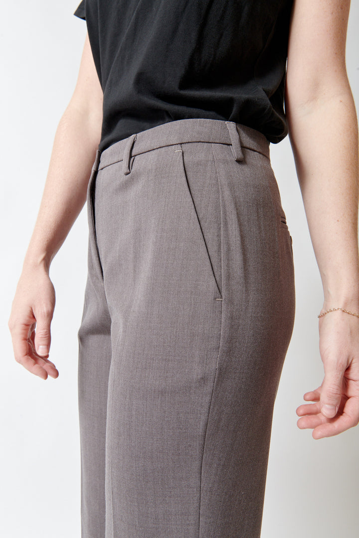 Maddie wearing Seventy Joannie Trouser side/detail view